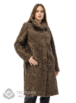Шуба из каракуля «Амина» воротник коричневый