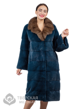 Норковая шуба «Лилия» воротник джинс